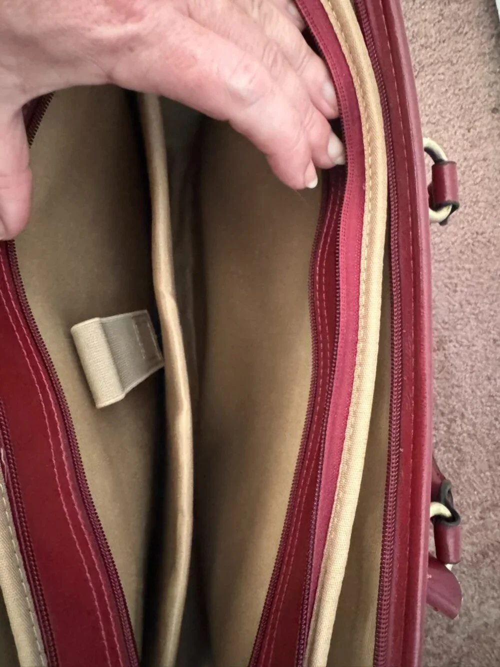 Kattee Red Leather Computer Bag. Like New
